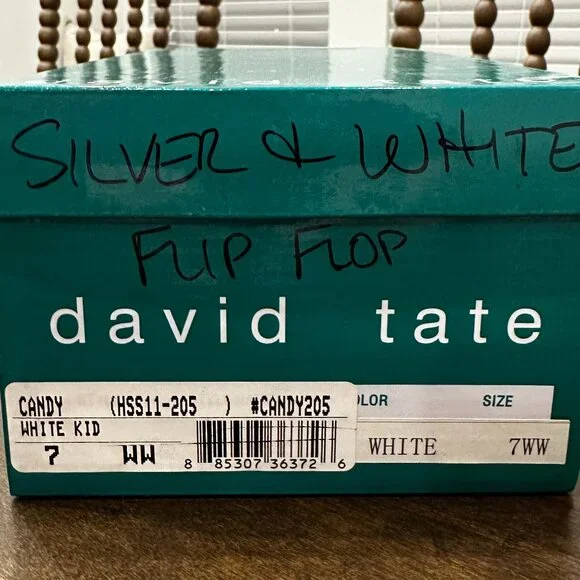 NEW - David Tate Candy Flip Flop Sandals - White Leather - Size 7 WW - Picture 5 of 5